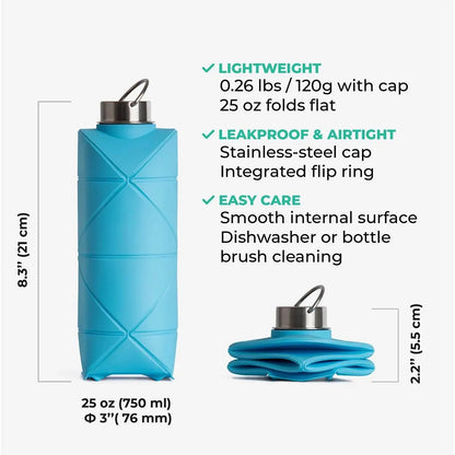 Hopfällbar Vattenflaska 750ml | Reseflaska BPA fri
